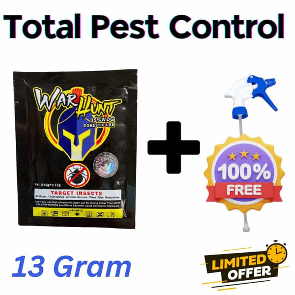 WARHUNT 35% WDG | Cockroach, Bedbug, Termite & Mosquito Killer Powder | Imported Insecticide + Free Sprayer + Free Mask