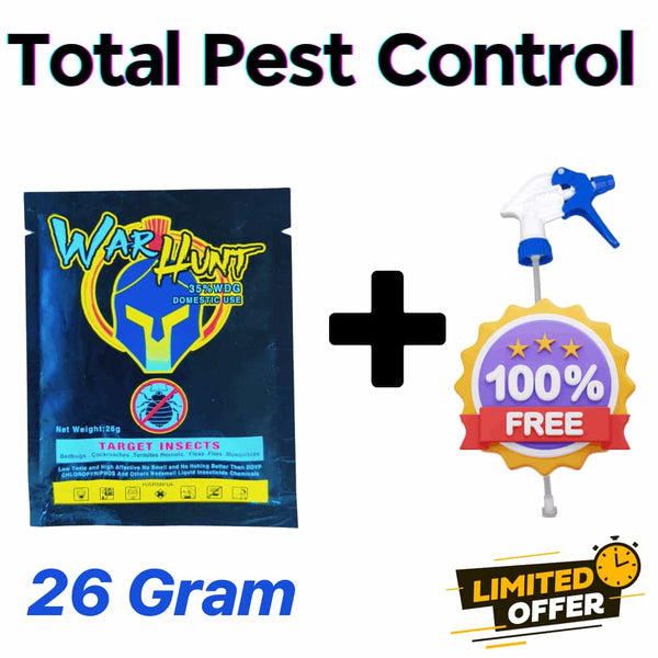 WARHUNT 35% WDG | Cockroach, Bedbug, Termite & Mosquito Killer Powder | Imported Insecticide + Free Sprayer + Free Mask