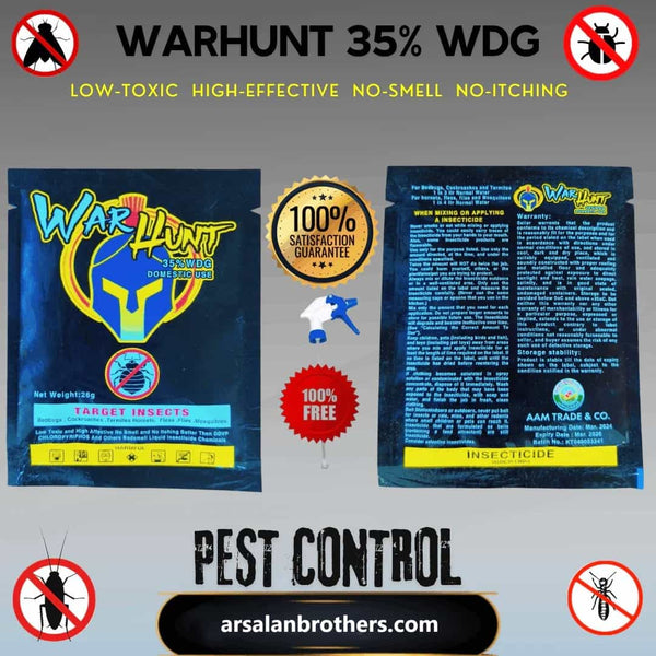 WARHUNT 35% WDG | Cockroach, Bedbug, Termite & Mosquito Killer Powder | Imported Insecticide + Free Sprayer + Free Mask