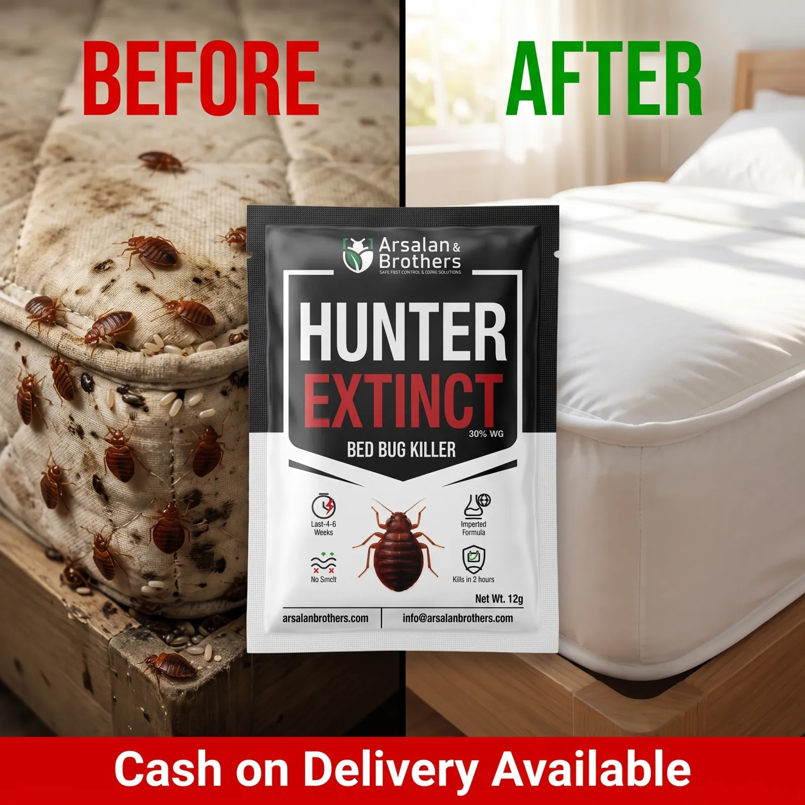 Khatmal/Bedbug Killer Spray Instant Result — Bedbug, Cockroach & Termite Killer | Free Sprayer + Free Delivery | HUNTER EXTINCT