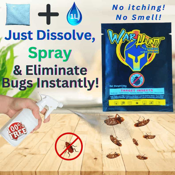 WARHUNT 35% WDG | Cockroach, Bedbug, Termite & Mosquito Killer Powder | Imported Insecticide + Free Sprayer + Free Mask